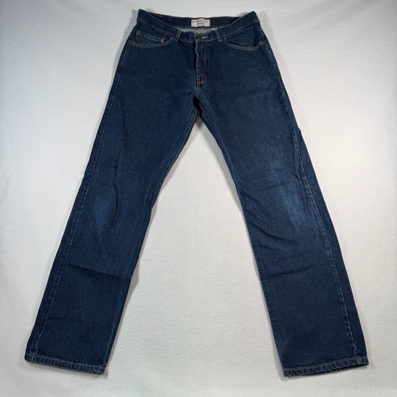 Levis Jeans Mens 34 Blue Straight Regular Fit Mid Rise Dark Wash - Picture 1 of 10